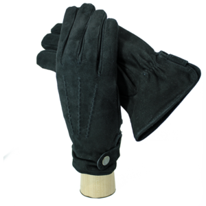 NERONE Guanti uomo scamosciati foderati in cashmere 100% colore nero (in SALDO)