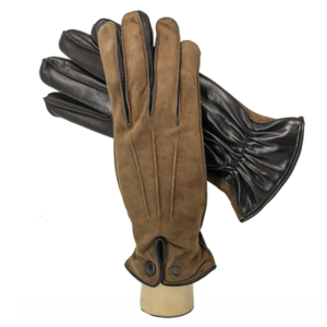 PLUTONE Guanti uomo in vera pelle colore marrone-taupe, foderati in cashmere 100%